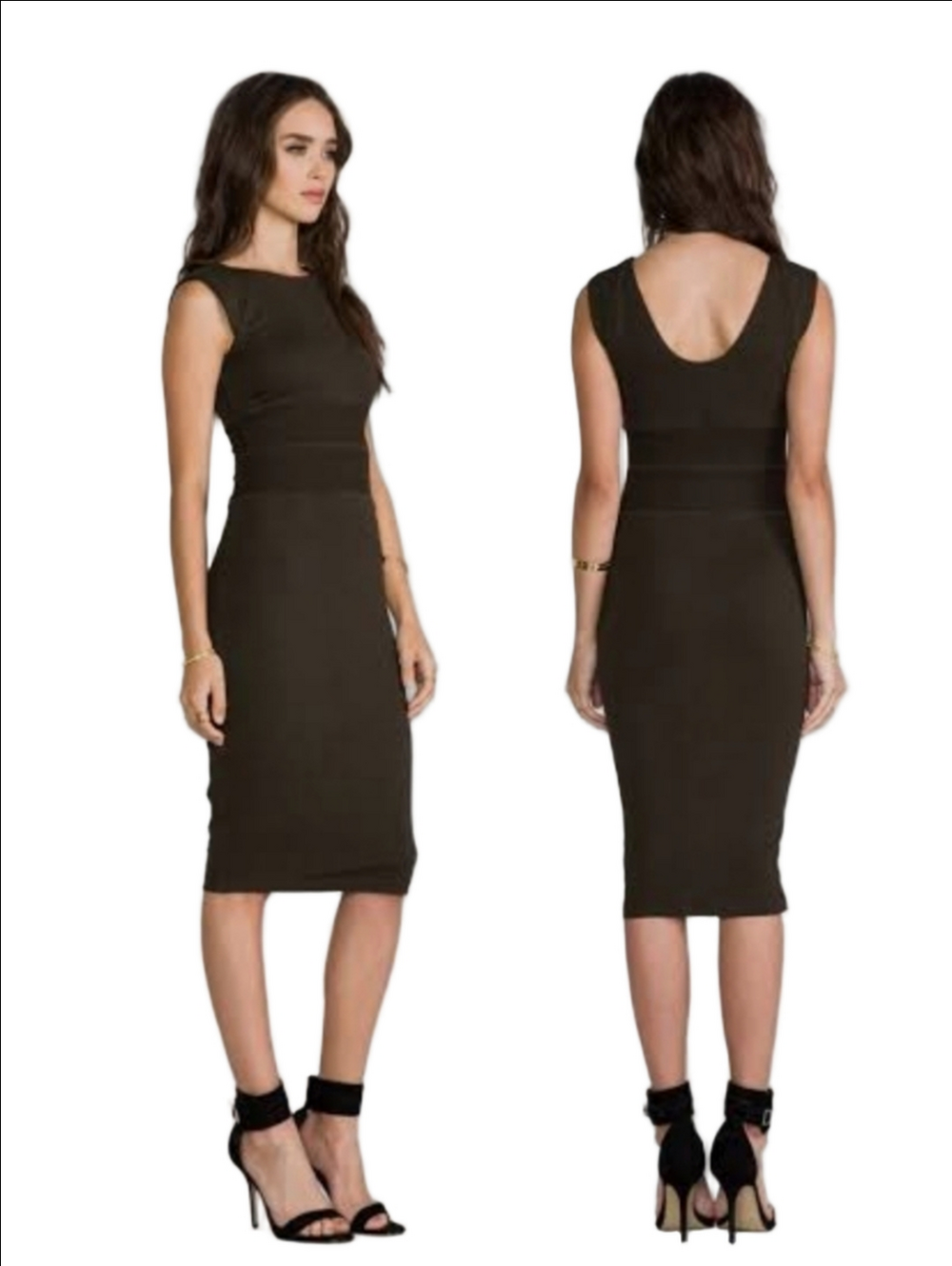 Bailey 44 Black Bodycon Dress Scoop Back Ruched Waist M